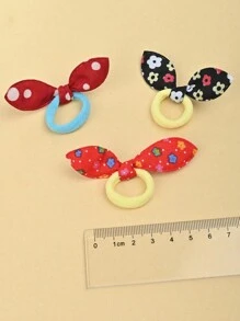 20pcs Rabbit Ear Hair Ties For Girls Cute Bowknot Hair Ties Towel Ring Elastic Hair Ropes (Random Color) - Multicolor - View 5