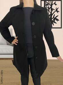 Abrigo para dama largo con peluche desmontable en cuello y puños - Negro - Ver 5