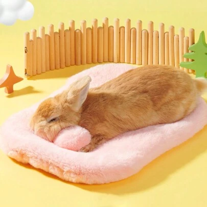 1pc S/M Plush Rabbit Shaped Warm Nest, Double-Sided Soft Warm Guinea Pig Hamster Cotton Pad, Suitable For Small Pets All Seasons
