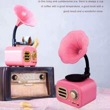 Vintage Gramophone Speaker, Creative Gift Stereo Music Box Radio Desk Decor - Pink - View 6