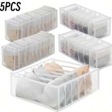 1 件/3 件/5 件/6 件可折叠尼龙胸罩收纳袋 - 衣柜抽屉隔断，适用于女士内衣、内裤、袜子和领带 - 包含 6/7/11/11 个袋子（由于包装原因，储物袋无法快速还原，可使用衣物帮助还原） - 黑色 - 查看 15