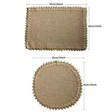 4/6pcs, Boho Chic Jute Placemats - Natural  Woven Dining Mats With Tassels, Vintage-Inspired Square & Round Design For Holiday Table Decor