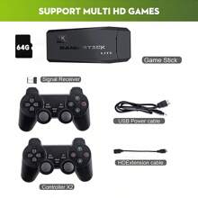 M8 Game Stick Mini TV Handheld Portable Nostalgic Game Console Emulator Wireless Gamepads Video Game Retro Classic Game 4K HD Output Dual Rocker - Black - View 8