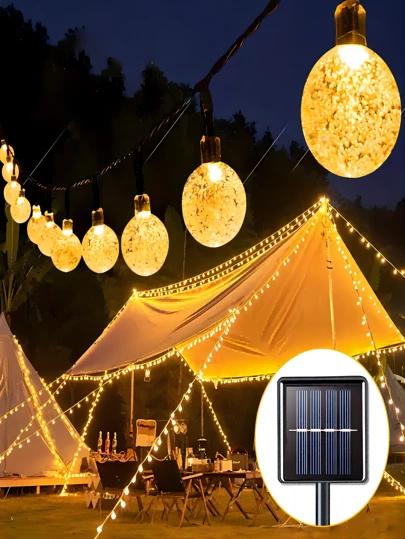 Solar Crystal Ball String Lights - 8 lägen, 5/7/12M vattentät, energieffektiv, utomhus solterrasslampa för trädgårdsfestinredning, stämningsbelysning och gör-det-själv-projekt