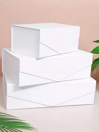 1pc White Gift Box With Black Magnetic Closure, Sturdy Paper Packaging With Lid, Suitable For Wedding Favors, Halloween, Birthday And Other Occasions