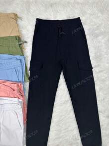 LA PRINCESA Leggins Tipo Biker bolsillos laterales pantalones casuales con cordón Pantalones Cargo de Mujer Versátiles para Citas