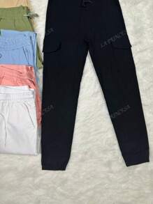 LA PRINCESA Leggins Tipo Biker bolsillos laterales pantalones casuales con cordón Pantalones Cargo de Mujer Versátiles para Citas