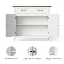 Asofer 32'' H Kitchen Sideboard Buffet Cabinet, Kitchen Storage Island With Adjustable  Shelf, Modern Coffee Bar Cabinet For Kitchen, Dining Room, Bathroom, Entryway - Brown - View 7
