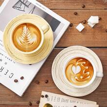 1 件复古浮雕陶瓷杯碟套装，咖啡、牛奶、水、果汁杯和碟子，适合返校日常使用