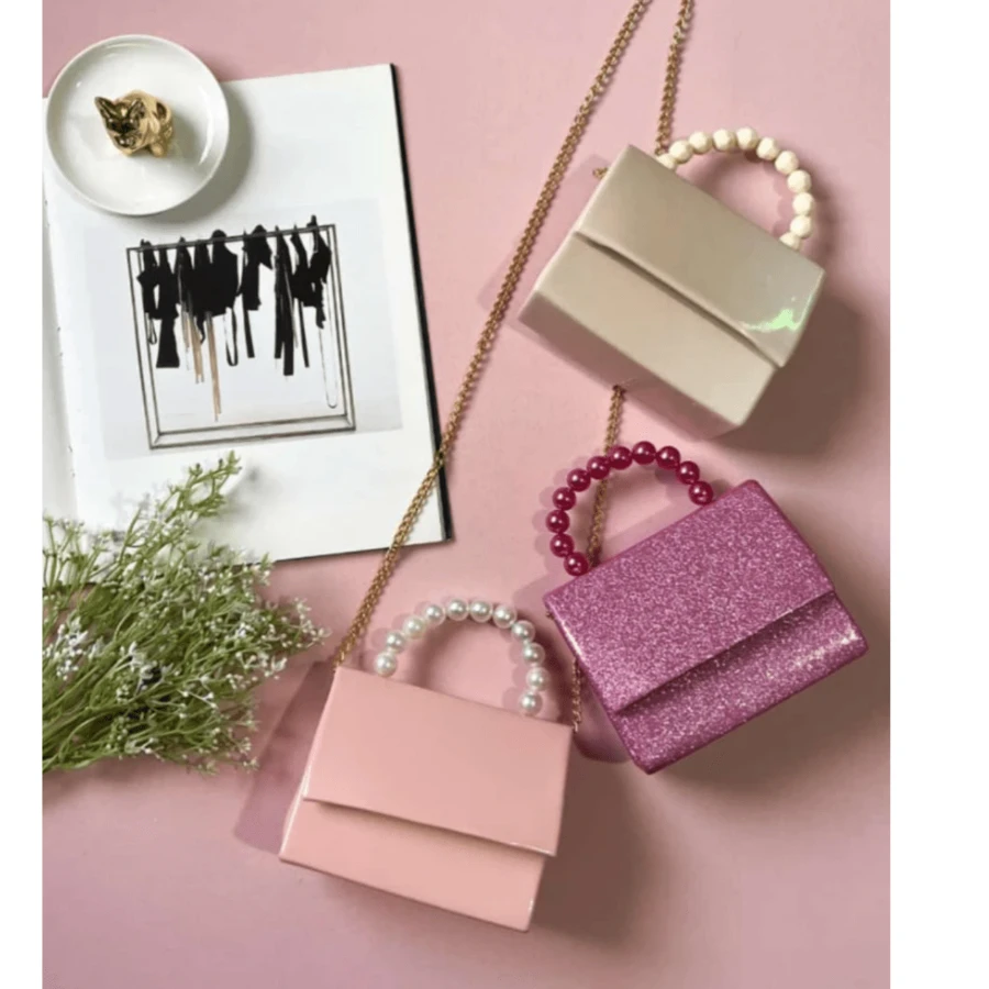 Children's Bag For Girls With Faux Pearls Handle - 米色 - 查看 1