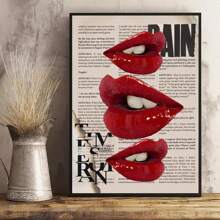 2pcs/Set Lucky 8 Ball Canvas Painting, Retro Lips & Newspaper Poster, Y2K Minimalist Art Pink & Red, Frameless Wall Decor, Suitable For Dorm, Living Room, Home Office - Perfect Couple Gift - Multicolor - View 11