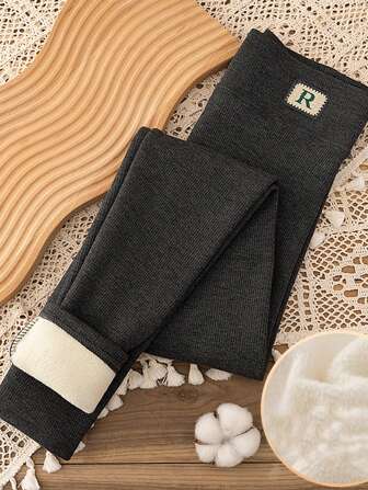 سراويل تايتس سميكة دافئة للنساء 3قطع، بخصر مرتفع مبطنة بالقطيفة سراويل حرارية سميكة