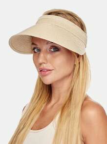1 Miếng Của phụ nữ mặt trời Mũ Rơm Visor , mặt trời Đối với phụ nữ Mùa hè Có thể đóng gói Tóc đuôi gà bờ biển Mũ Đối với phụ nữ Du lịch UPF 50 + - Màu Khaki - Xem 10