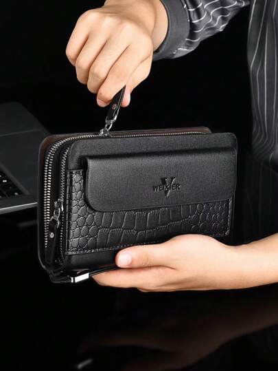 1 Piece PU Imitation Leather Pressed Crocodile Pattern Double Card Position With Cover Front Side Open Large Capacity Mini Water-Proof Portable Lightweight Men Clutch Bag Student Fall Travel Winter Gifts Multi-Functional Fashionable Casual Stickers Bags Wallet Valentine Gifts Vintage School The Sporty Life Men Wallet Gift Bag Pack Handbags Spring Vintage Bags Purse