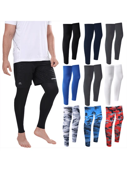 1 双骑行防晒腿套，夏季冰丝户外运动篮球跑步尼龙护膝男女款