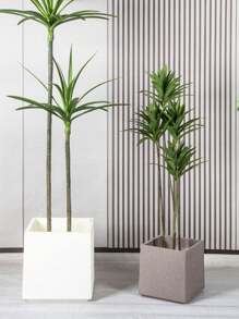 1pc Plastic Square Double-Layer Thickened Large Planter Pot For Artificial Plants Decor - Multicolor - View 5