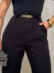 IN FASHION FEMININA Tailored Pants With Belt - 黑色 - 查看 2