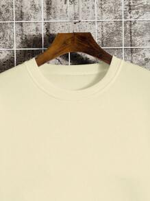 男士休闲熊字母和图形印花羊毛套头衫，适合运动和通勤