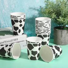50/30/10PCS Cow Cup Disposable Paper Snack Cups 9 Oz Western Cowboy Cow Print Cups Cow Theme Party Decorations Thickened Espresso Cup For Birthday Party Favor Supplies Western,Cow Print,Country,Western Cow,Country Western,Themed Cups