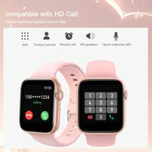 1 件粉色硅胶表带 1.44 英寸触摸屏多功能电子手表，适用于女学生，具有各种运动模式、相机控制、社交应用通知，适合送礼、运动、学校 - 粉色 - 查看 3