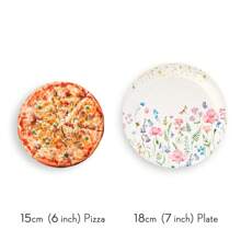 7/9 英寸花卉主题一次性纸盘，白色背景花卉图案，派对用品，适合生日、野餐、圣诞节 - 彩色 - 查看 3