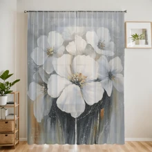 1 Rèm Trang Trí In Kỹ Thuật Số Hoa Lily Cho Gia Đình, Văn Phòng, Phòng Ngủ - trắng - Xem 1