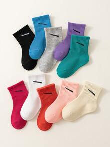 10 双黑、白、灰色儿童短/中筒袜，有弹性，糖果色，透气，柔软，舒适，男女通用儿童袜子，适合春、夏、秋季、在校学生、青少年 - 彩色 - 查看 8