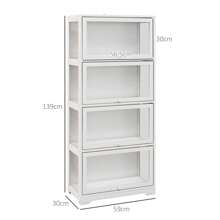 HOMCOM Vitrina de Coleccionista de 4 Niveles Armario Auxiliar con Puertas Abatibles de Acrílico Anti-vuelco Vitrina para Estudio Dormitorio Oficina 59x30x139 cm Blanco - Blanco - Ver 7