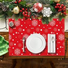 Christmas Placemats 1PC,4pcs,6PCS Set, 12X18" - Festive Polyester Table Mats For Holiday Dining & Kitchen Decor, Machine Washable - Multicolor - View 7