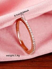 1 chiếc nhẫn đá Cubic Zirconia thanh lịch, trang sức cưới/đính hôn dành cho nữ. - Hoa hồng vàng - Xem 8