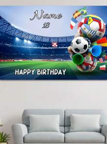 1 Stück individuell bedrucktes Fußball/Fußball-Themenhintergrund Banner mit Namentext, Partydekoration, Fotohintergrund - Verschiedenfarbig - Übersicht 4
