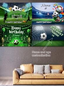 1 Stück individuell bedrucktes Fußball/Fußball-Themenhintergrund Banner mit Namentext, Partydekoration, Fotohintergrund - Verschiedenfarbig - Übersicht 1