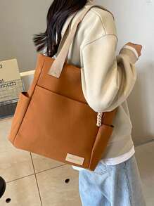 Multi-Pocket Canvas Backpack, Shoulder Bag, Handbag For College Students - Brown - View 2