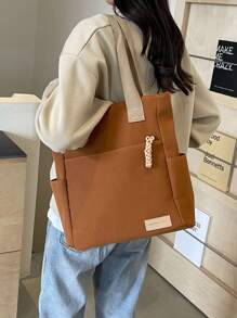 Multi-Pocket Canvas Backpack, Shoulder Bag, Handbag For College Students - Brown - View 5