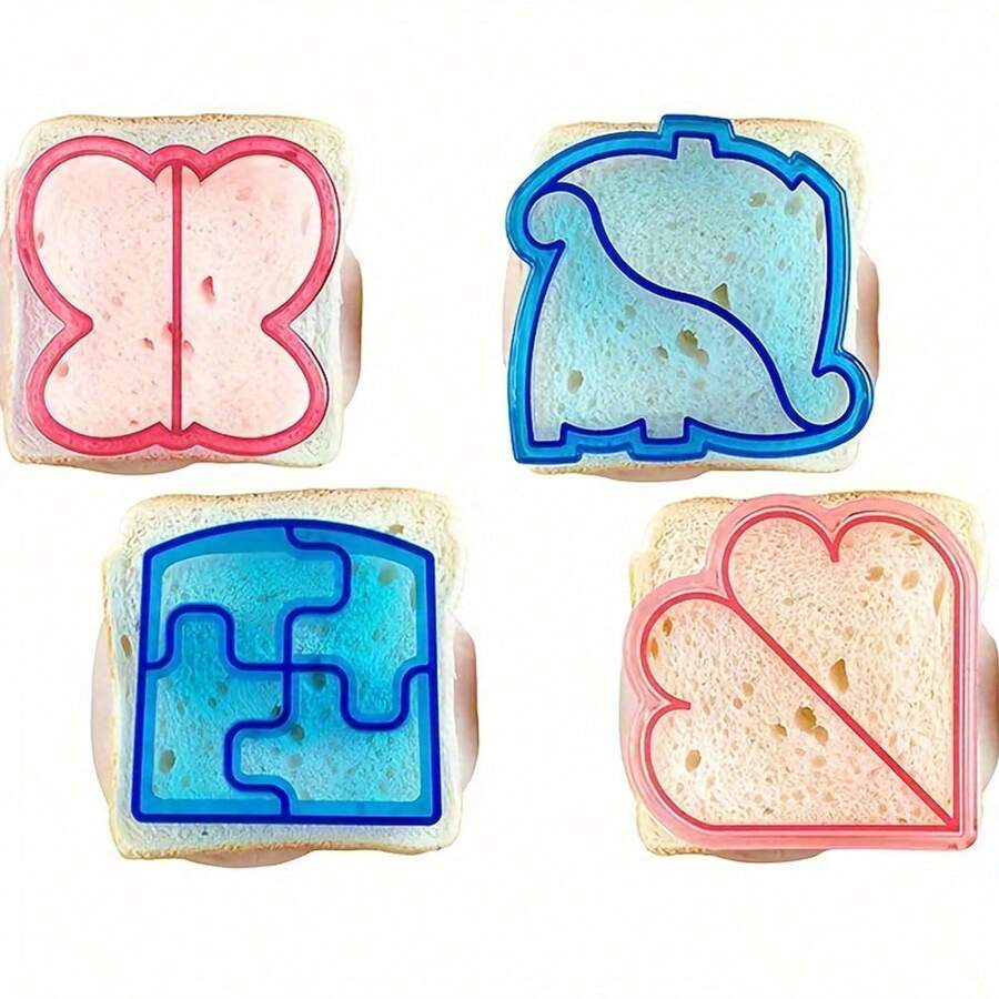 4pcs/8pcs Cartoon Sandwich Cutter And Sealer, Bread Mold, Sandwich Cutter - Multicolor - View 1