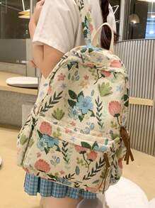 Women's Minimalist Large Capacity Classic Flower Print Backpack