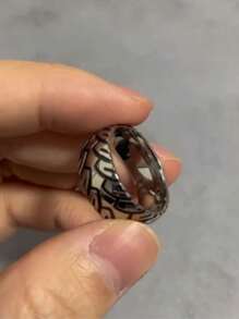 Men's Ring 316L Stainless Steel Racing Round Rings Jewelry Alliance - Plateado - Ver 6