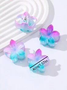 4pcs/Set New Colorful Gradient Flower Hair Clips For Girls, Elegant & Fashionable Hair Accessories - Mauve Purple - View 4