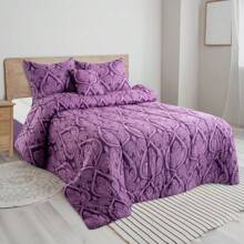 5-Piece Comforter Set – Lux Decor Collection – Lightweight Microfiber With Plush Texture – Opulent Design – All-Season Warmth – Elegant Bedding With Pillow Shams & Bed Skirt – Cozy Comforter, Elegant Bedding Set, Luxury Bedroom Essentials, Valentine's Day Romantic Bedroom, Spring Bedding Set, Complete Bed In A Bag, Matching Decor, Elegant Design, Luxury Look, Gift Set Idea, Guest Bedroom Ready, Modern Bedroom Style, Easy Bedroom Refresh, All-Inclusive Bedding, Daily Living, Home Comfort, Family Choice - Màu tím nhạt - Xem 1