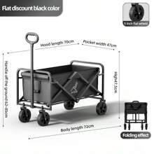 1 Piece Aoran Oversized Coffee/Black Durable Iron Alloy Picnic Available Extra Large Tabletop Foldable Camping Cart Trailer Outdoor - Multicolor - View 7