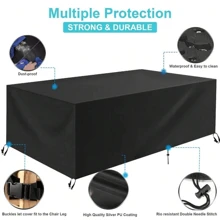 1 pieza Cubierta para muebles de exterior 210D/420D impermeable a la lluvia, nieve y viento, a prueba de rayos UV, de tela Oxford negra, incluye bolsa, organizador y almacenamiento
