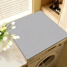 1 件灰色纯色印花洗衣垫，防滑、防水、耐用、简约复古图案洗衣房垫、厨房垫、浴室洗衣房装饰配件