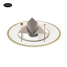 Clear Charger Plates Table Round Charger Plates Elegant Dinner Charger Plates Gold Line For Banquets 25 Pcs - Clear - View 2