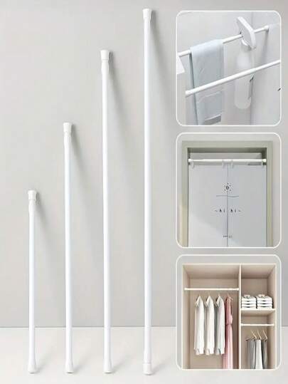 1/2 Peças Haste Telescópica Multifuncional Sem Perfuração, Instalação Simples, Perfeita para Barra de Cortina de Chuveiro do Banheiro, Barra de Secar Roupas da Varanda, Barra de Pendurar Roupas do Guarda-Roupa, Barra de Pendurar Cortinas de Porta e Janela, Suporte de Barra de Cortina, Acessórios de Banheiro, Decoração de Banheiro, Decoração de Volta às Aulas