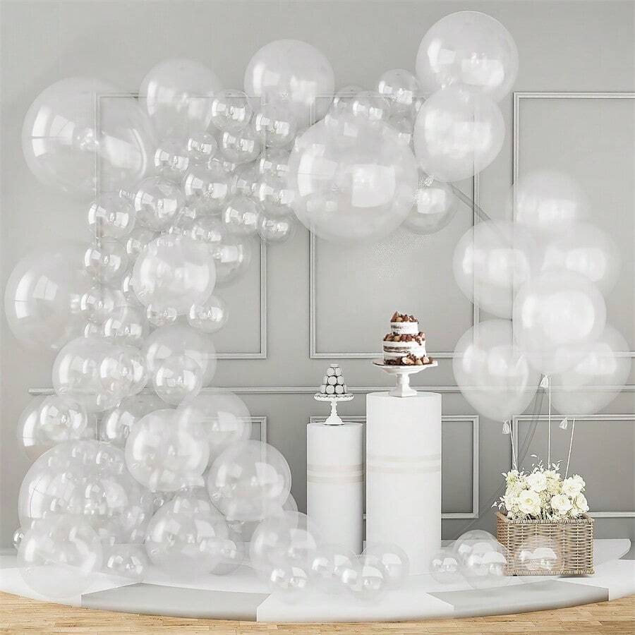 40pcs/20pcs Set Transparent Bubbles Balloons, 12/10/5 Inch Mixed Size Transparent Balloons For Arch & Decor, High Quality Latex Balloons For Party, Birthday, Graduation, Wedding - Clear - View 1