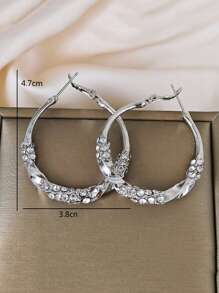 1 Pair Twist Crystal Ring Hoop Earrings, Fashion Statement Earrings For Women