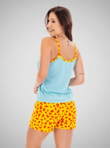 Kit 2 Baby Doll Pajamas Strap Cartoon Characters Summer Women's Sleepwear Wholesale Promotion - 淺藍色 - 查看 5