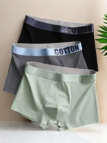 3 pièces Lot de sous-vêtements pour hommes, caleçons à taille avec logo graphène et jambes carrées