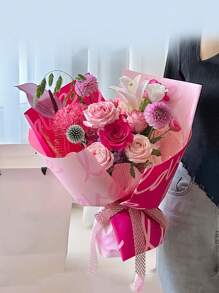 1 Gói 20 Tờ Giấy Bọc Chống Thấm Dày Cho Bó Hoa "LOVE", Vật Liệu Gói Hoa Cho Shop Hoa - màu hồng nhạt - Xem 4