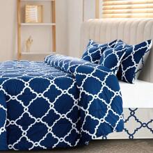 5-Piece Comforter Set – Lux Decor Collection – Lightweight Microfiber With Plush Texture – Opulent Design – All-Season Warmth – Elegant Bedding With Pillow Shams & Bed Skirt – Cozy Comforter, Elegant Bedding Set, Luxury Bedroom Essentials, Valentine's Day Romantic Bedroom, Spring Bedding Set, Complete Bed In A Bag, Matching Decor, Elegant Design, Luxury Look, Gift Set Idea, Guest Bedroom Ready, Modern Bedroom Style, Easy Bedroom Refresh, All-Inclusive Bedding, Daily Living, Home Comfort, Family Choice - 四葉海軍藍 - 查看 8